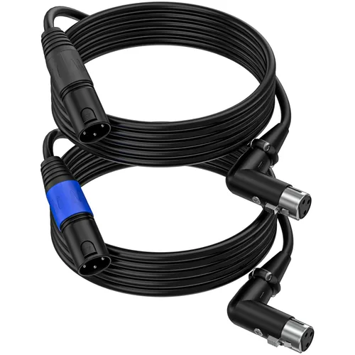 Vista 10 de LanSenSu Cable de enchufe XLR en ángulo recto XLR a recto, cable equilibrado de 90 grados hembra a macho recto de 3 pines a 3 pines