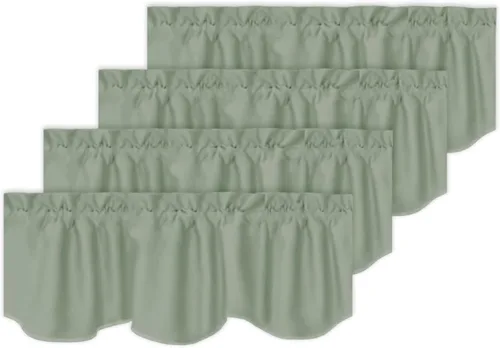Vista 24 de Turquoize - Cenefa opaca para ventanas de cocina/baño/sala de estar/dormitorio con aislamiento térmico, cenefa festoneada con bolsillo para Aqua