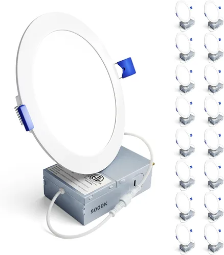 Vista 15 de Ensenior Paquete de 16 luces LED empotrables de techo de 3 pulgadas, regulable, 2700K-5000K 5CCT, 500LM 6W 120V, luz descendente de oblea sin lata