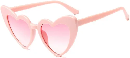Vista 10 de Gafas de sol en forma de corazón para mujer, estilo ojo de gato, estilo retro 2 negro