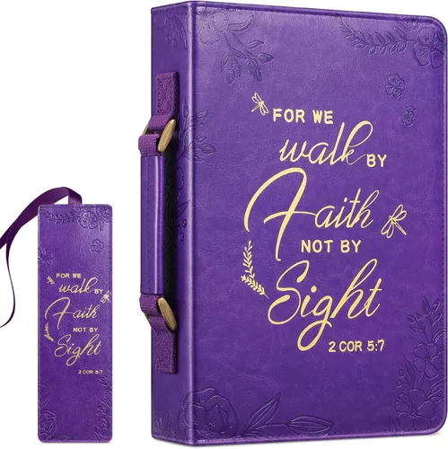 Vista 11 de FINPAC Funda grande clásica para la Biblia, de piel vegana, funda protectora de la Biblia con asa, regalo para hombres, mujeres, padre, madre
