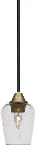 Vista 276 de Toltec Lighting Paramount - Mini colgante de 1 luz en acabado negro mate con cristal de arte perla de 7 pulgadas y estilo negro