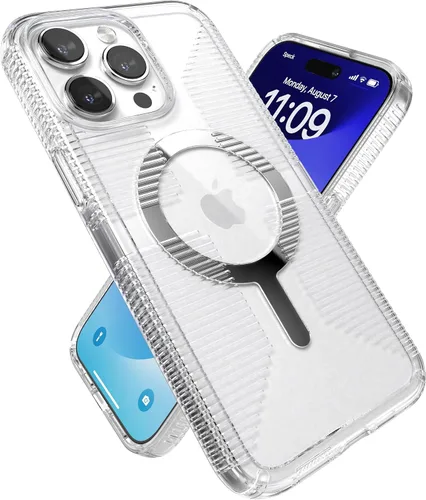 Vista 7 de Funda transparente Speck para iPhone 15 Pro - Delgada, diseñada para MagSafe, protección contra caídas con agarre - resistente a rayones