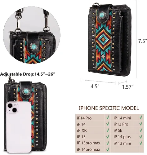 Vista 5 de Montana West Monederos pequeños cruzados para teléfono celular para mujer, bolsos tipo cartera occidental