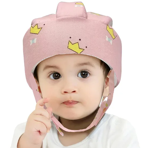 Vista 11 de Casco de bebé para niños pequeños, protector de cabeza para bebé, arnés de protección, suave y ajustable, protector de cabeza (azul)