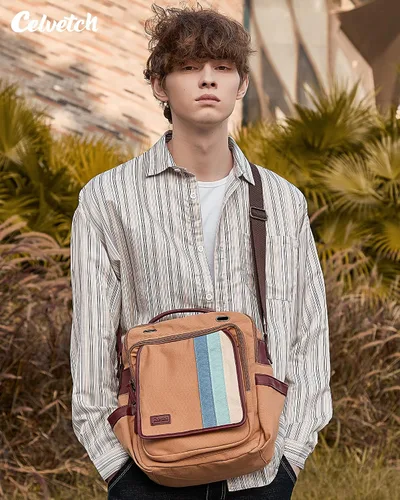 Vista 3 de Celvetch Bolso de mensajero para hombre Bolso de hombro de lona para hombre, bolso cruzado para el trabajo