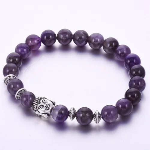 Vista 5 de Joya brazalete con gemas redondas de 8 mm brazalete para los chacras regalo de cumpleaños