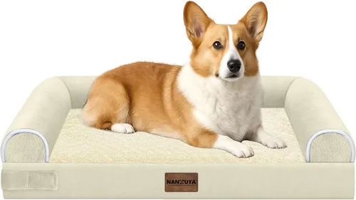 Vista 41 de NANUYA - Cama ortopédica para perros de tamaño mediano/grande, lavable: Camas con almohada para perros de tamaño mediano/grande, sofá de espuma