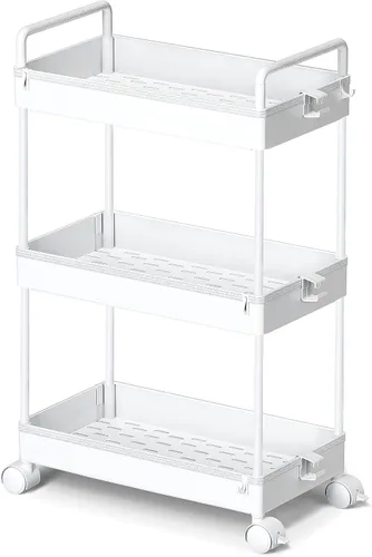 Vista 11 de Ronlap Carrito de Almacenamiento Rodante Delgado de 3 Niveles con Ruedas, Carrito Utilitario de Plástico Organizador para Aperitivos, Manualidades