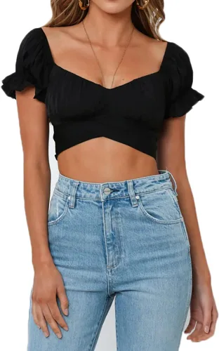 Vista 3 de Blusa corta sin tirantes de corte bajo con hombros descubiertos para mujer