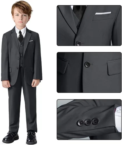 Vista 3 de Traje de esmoquin formal de 5 piezas para niños y adolescentes