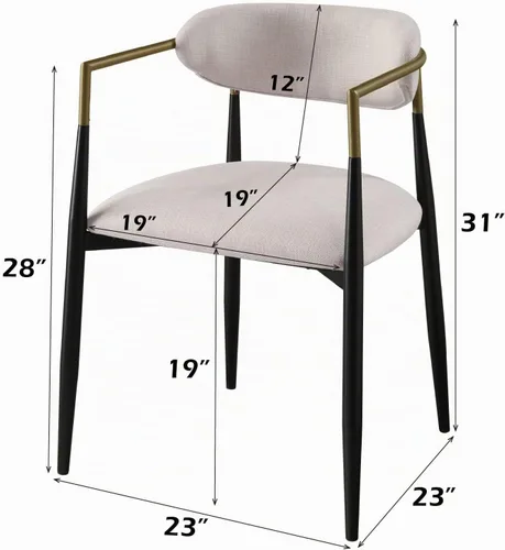 Vista 3 de Acme Jaramillo Barrel - Silla lateral en color beige y negro (juego de 2)