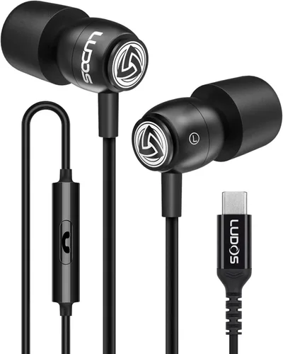 Vista 23 de Auriculares con cable Ludos Clamor, auriculares intraaurales, 5 años de garantía, auriculares con micrófono, auriculares con aislamiento de ruido
