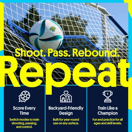 Vista 7 de Open Goaaal Portería de rebote de fútbol 3 en 1 – 4 pies x 6 pies – Modos de ángulo ajustables para ejercicios de disparo – Configuración de paso al
