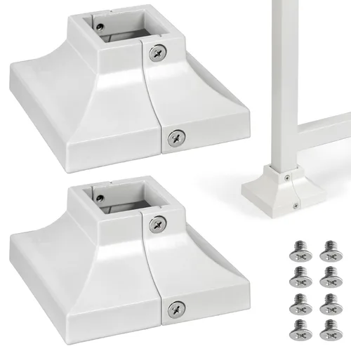 Vista 9 de Paquete de 4 cubiertas de base de poste de cubierta de aleación de aluminio (base de poste de 1 x 1 pulgada x 3.35 pulgadas), para pasamanos, Blanco