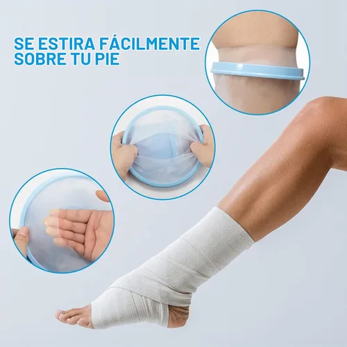 Vista 4 de Funda impermeable para piernas, reutilizable, impermeable, parte inferior antideslizante, vendaje de ducha 100% impermeable y cubierta de yeso