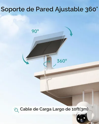 Vista 6 de ZUMIMALL Panel Solar de 5W para Cámaras de Seguridad Inalámbricas para Exteriores, con Puerto Micro USB y Tipo-C, Energía Solar de Alta Eficiencia