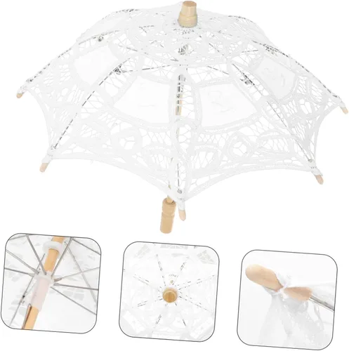 Vista 5 de Veemoon 2 parasoles de novia, sombrillas para fotografía, bordado de novia, para niños, flores, damas, disfraz, tela de encaje, decorativo, floral