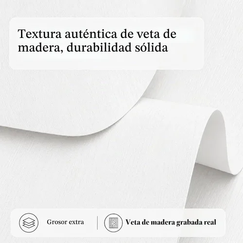 Vista 4 de Borde de papel pintado de grano de madera blanco (3.9" x 393.7", 10cm x 10m, textura de madera áspera) Papel pintado autoadhesivo extraíble