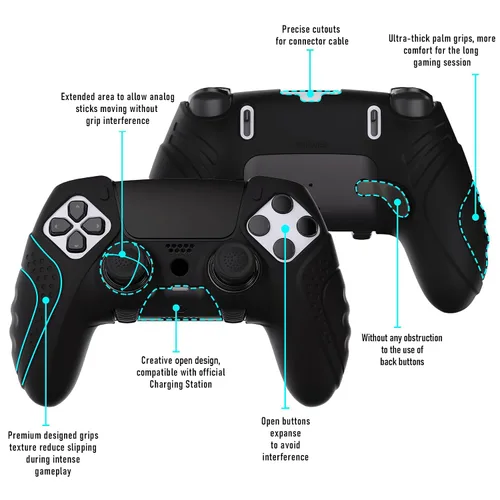 Vista 3 de PlayVital Guardian Edition Anti-Slip Ergonomic Silicone Cover Case for ps5 Edge Controller, Soft Rubber Protector Skin for ps5 Edge Wireless
