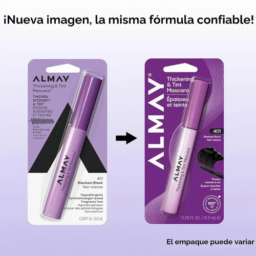 Vista 5 de Almay Máscara para engrosamiento y tinte, 401 negro más negro, 1 unidad