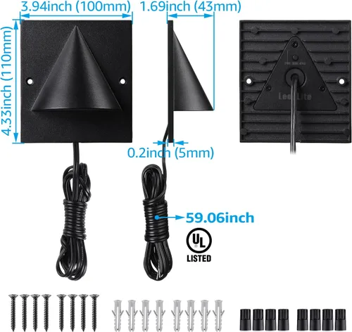 Vista 6 de LEONLITE 3CCT - Luz LED de bajo voltaje para terraza, 12-24V AC/DC, luz de valla de barandilla de paisaje, IP65 impermeable, certificación ETL, IP65