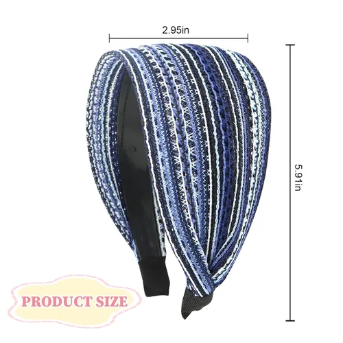 Vista 2 de Diademas bohemias anchas antideslizantes para mujeres, diademas modernas para el cabello, accesorios para el cabello para mujeres y niñas