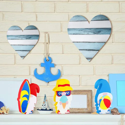 Vista 7 de Jetec 3 piezas de decoración rústica de madera con forma de corazón de madera para el hogar, placa colgante para cocina, dormitorio, baño, sala
