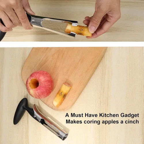 Vista 5 de Pequeña herramienta descorazonadora de manzana, accesorios de cocina de acero inoxidable, removedor de núcleos de frutas para descorazonar, peras