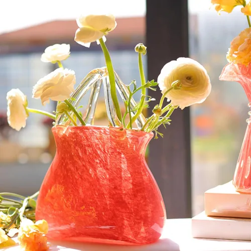 Vista 5 de Bag Vase, Unique Bag Vase Within Bubbles Handbag Vase Glass Bag Vase, Glass Vase for Home Décor,Living Room,Office,Garden,Wedding,Purple