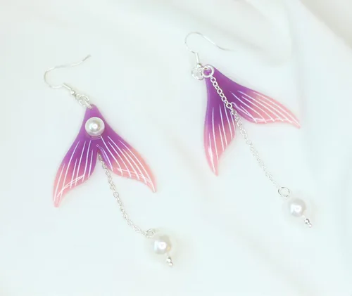 Vista 6 de Genshin Impact Earrings - Venti's Cecilia Flower & Kokomi Mermaid Earrings Ideal for Women Girls Daily Wear Anime Cosplay Jewelry Costume Props