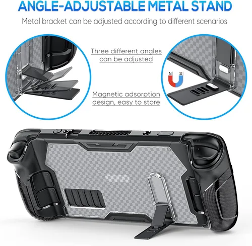 Vista 6 de FYOUNG Funda protectora mejorada para cubierta de vapor con soporte ajustable funda protectora dura de TPU PC accesorios con 2 protectores