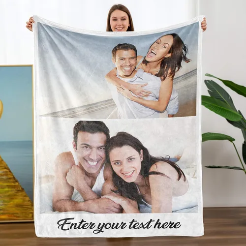 Vista 23 de Mantas personalizadas con fotos, manta personalizada con nombre de imagen para esposa, marido, novio, novia, aniversario, Navidad, cumpleaños, 1 Foto