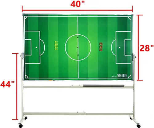 Vista 7 de Tabla magnética de entrenamiento de fútbol, tabla grande de tácticas de fútbol móvil, 40 x 28 pulgadas, marcador de borrado en seco, tabla rodante