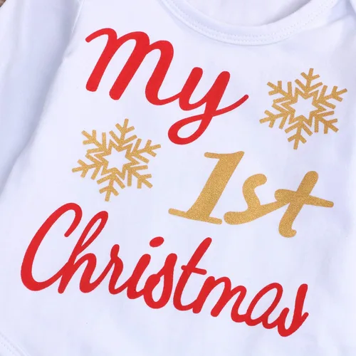 Vista 4 de GRNSHTS My First Christmas Clothes Baby Girls My 1st Christmas Romper Top+Dot Tutu Skirt+Calentadores de Piernas+Diadema Conjunto de 4 piezas