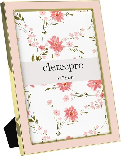 Vista 37 de eletecpro 4x6 Enamel Picture Frame with Real Glass Cover, Pink, 1-Pack Rosa con oro