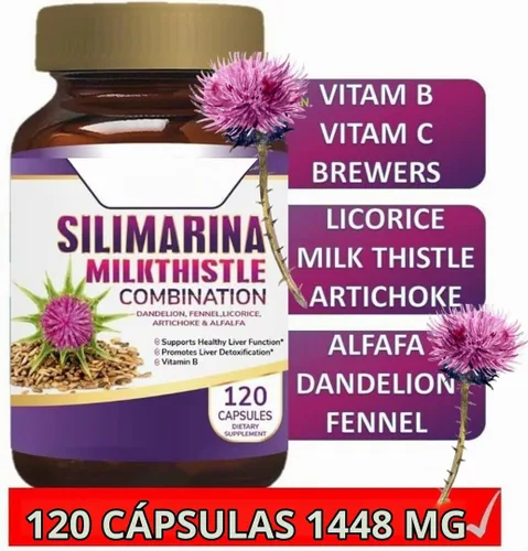 Vista 3 de Suplemento Alimenticio con Silimarina, Cardo Mariano, Diente de León, Hinojo, Complejo B y Regaliz 120 Cápsulas Fórmula Herbal con Antioxidantes