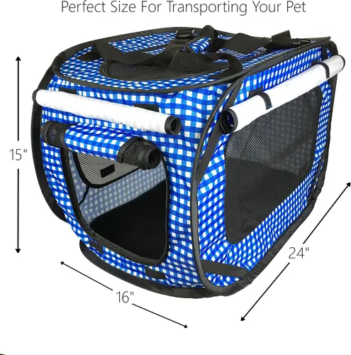Vista 2 de Pet Fit For Life Jaula de gato plegable o portátil (24 x 16 x 15 pulgadas) tamaño mediano (24 x 16 x 15 pulgadas) y juguete de plumas para gatos