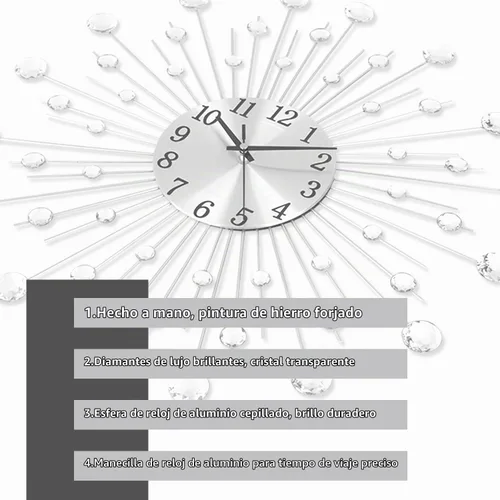 Vista 2 de Reloj de pared grande para sala de estar, relojes de pared modernos silenciosos que funcionan con batería, relojes decorativos sin tictac