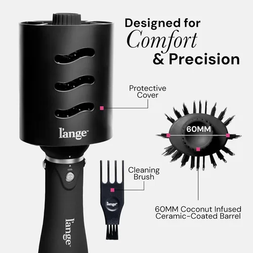 Vista 6 de L'ANGE HAIR VolumeBoost 60mm 2-en-1 Cepillo Secador Voluminizador Cerámico Secado Rápido y Estilo para Peinados Voluminosos Sin Frizz Barril