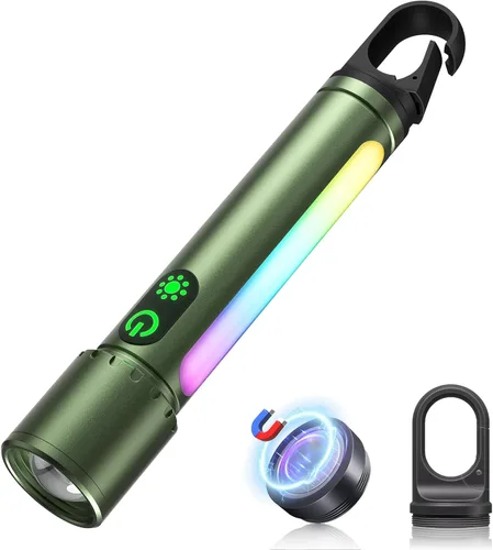Vista 9 de ADDplus Linterna magnética recargable, 2000 lúmenes, 5000 mAh, linternas de alto lúmenes con 18 modos, impermeable, ajustable, potente luz de flash