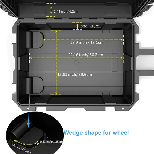 Vista 9 de Regetek Funda rígida impermeable, 27 x 20 x 13 pulgadas, funda rígida con ruedas, mango retráctil para cámara, dron, herramienta, electrónica, a