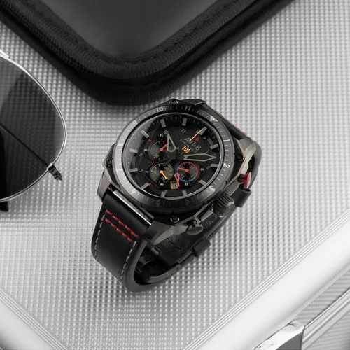 Vista 8 de AVI-8 Hawker Hunter AV-4100 - Reloj de cuarzo japonés para hombre con esfera de 1.693 in con correa de cuero
