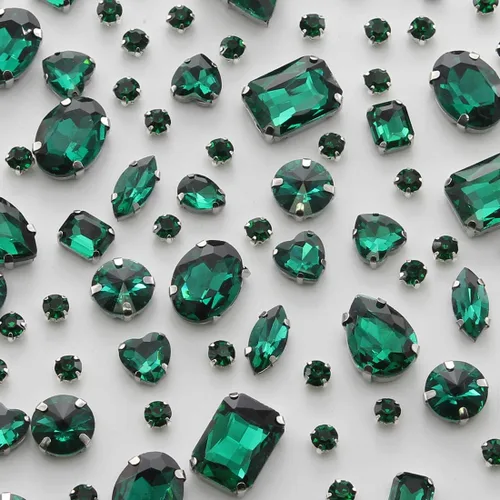 Vista 12 de TANOSII 100 diamantes de imitación para coser con formas mixtas, gemas de cristal para coser en gemas de cristal, parte trasera plana con garra Ab