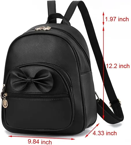 Vista 2 de Linda mini mochila de cuero a la moda para niñas y mujeres, Rosa-grande, M, Mochilas Daypack