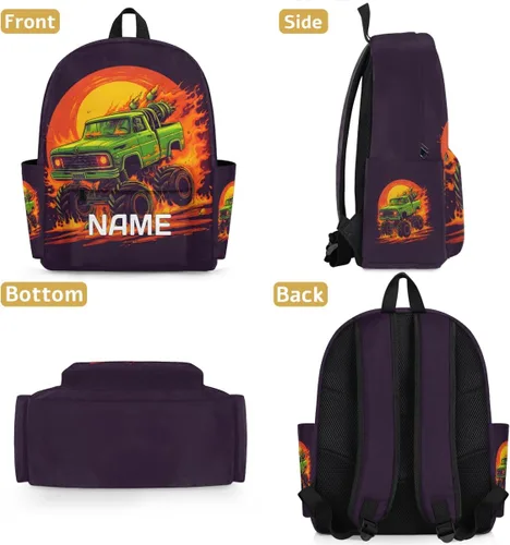 Vista 6 de Mochila personalizada para niños, mochila personalizada para niños preescolares para jardín de infantes, guardería, mochila escolar, Cool Truck