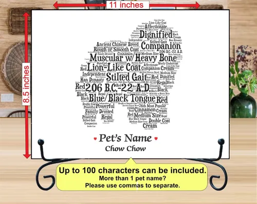 Vista 2 de PetArt.us Chow Chow – Impresión artística personalizada – Nombre de mascota personalizado, regalo para los amantes de los perros o recuerdo