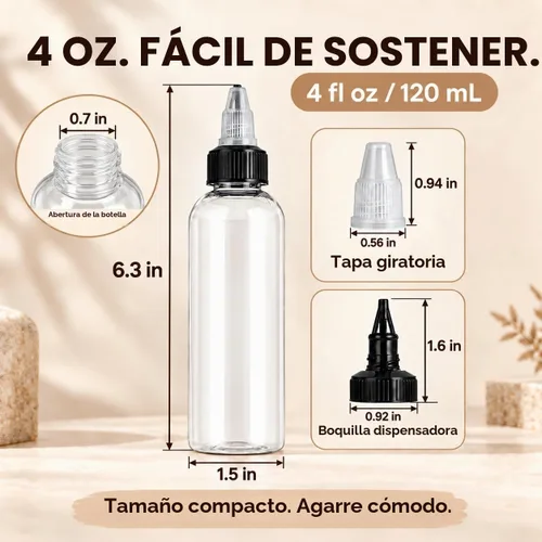 Vista 2 de Paquete de 40 botellas dispensadoras transparentes, botellas exprimibles de Dispensación controlada, hecha de PET, lavable, reutilizable