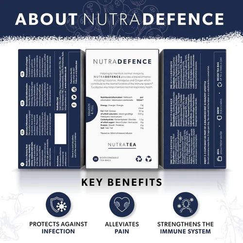 Vista 2 de NUTRADEFENCE - Té para resfriado y gripe Té de inmunidad - Apoya y estimula el sistema inmunológico - Incluye saúco, eucalipto y raíz de regaliz