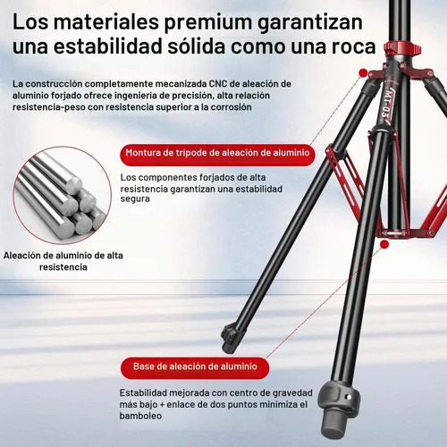 Vista 5 de FreeSea Soporte de luz resistente para fotografía MT-03, trípode de Aluminio